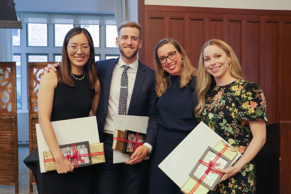From left: Yifan Meng, MD, Alex Parker, MD, Erica Traxel, MD,
and Carrie Ronstrom, MD, at the Class of 2022 Resident and Fellow
Graduation.